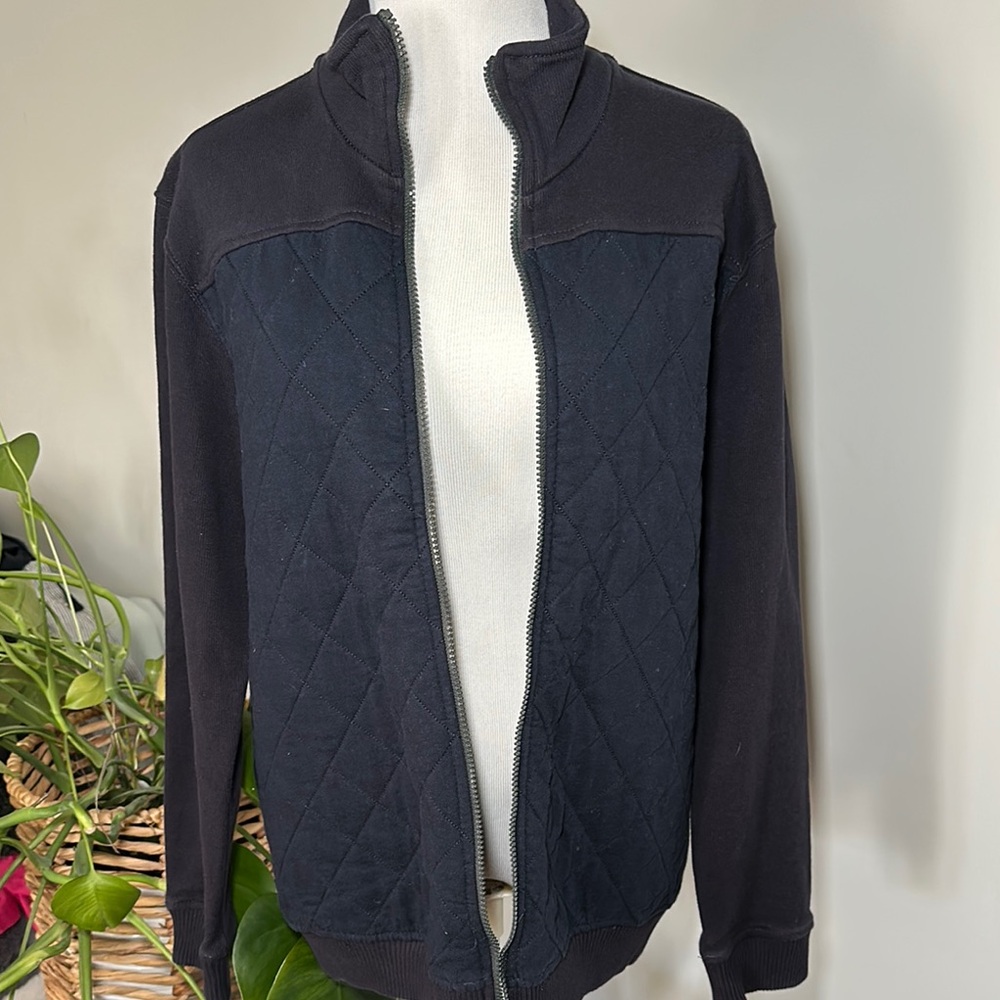 Tom Tailor Denim Quilted Zip Sweater Navy XL Nautical Coastal Sporty Casual
